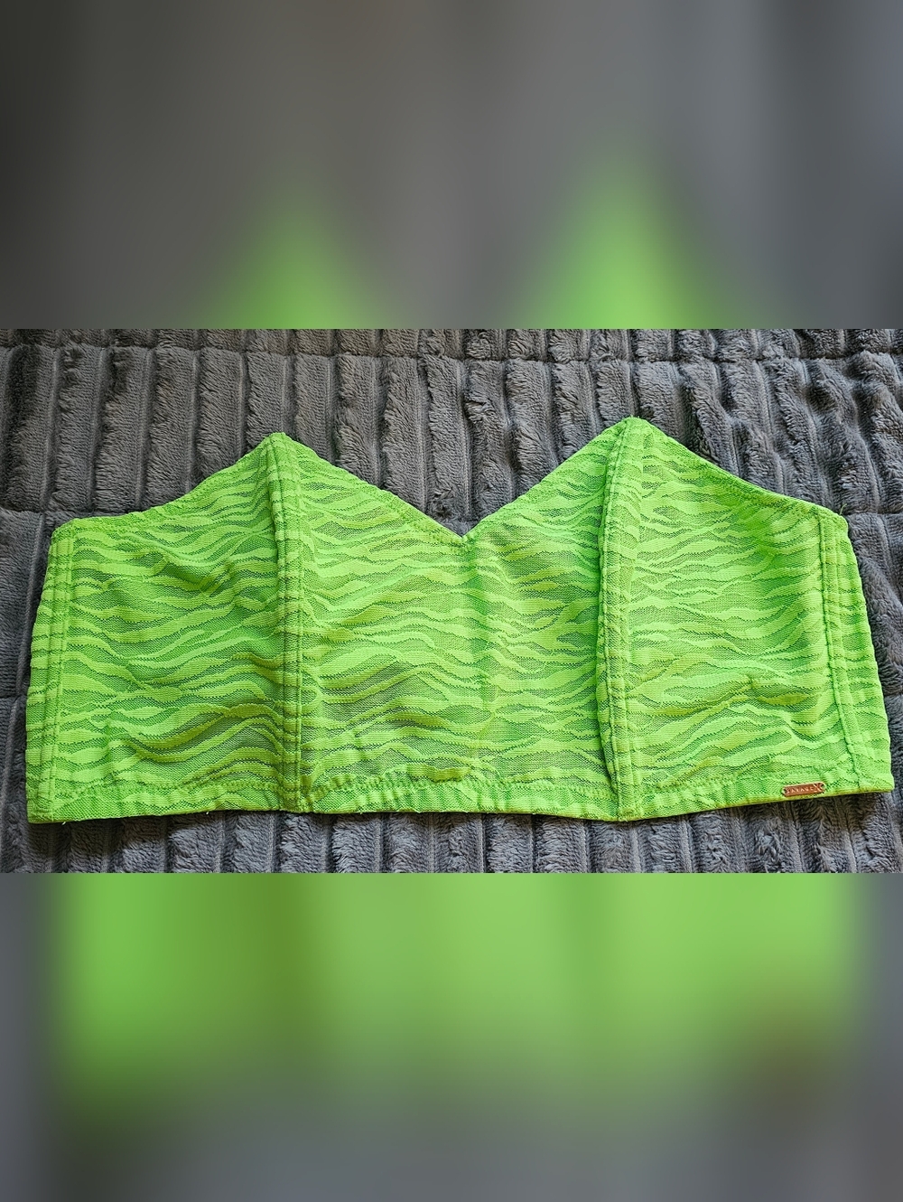 Savage Fenty Neon Green Mesh bra Top with Metal Logo